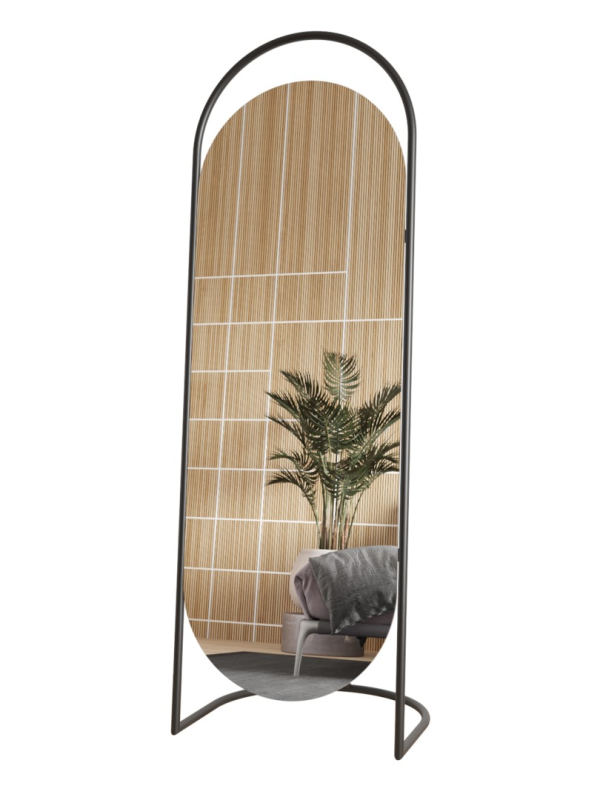 Дизайнерское напольное зеркало Glass Memory Queen в металлической раме черного цвета
